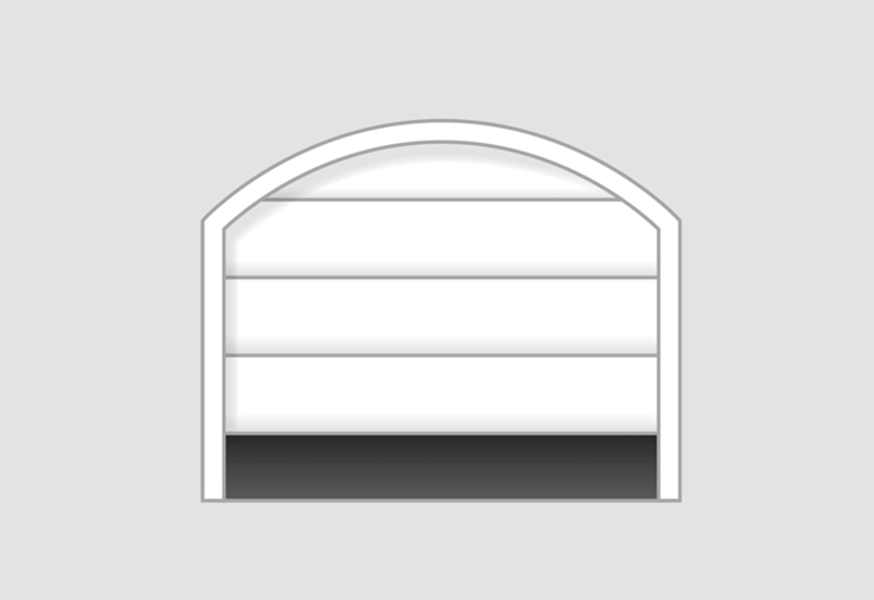 Sektionaltor für Garagenöffnung mit aufgesetzten Segmentbogen